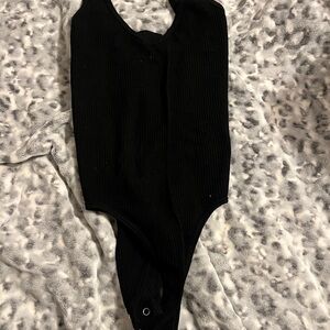 Black Ribbed One Piece